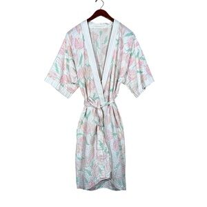 VINTAGE Floral Seer-Sucker Textured Kimono Robe